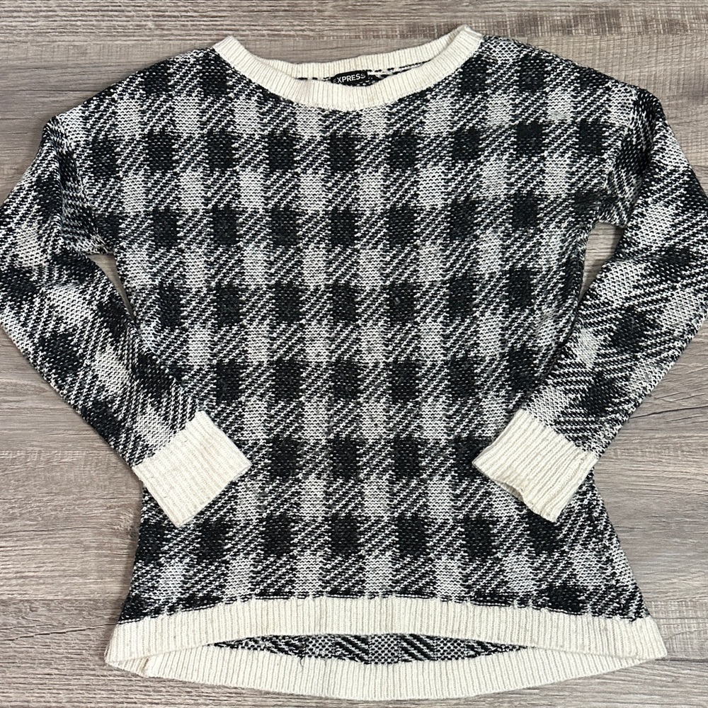 Express Monochrome Plaid Sweater